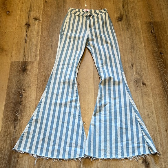Buddy Love Denim - Buddy love moonshine striped bell bottom jeans size 26